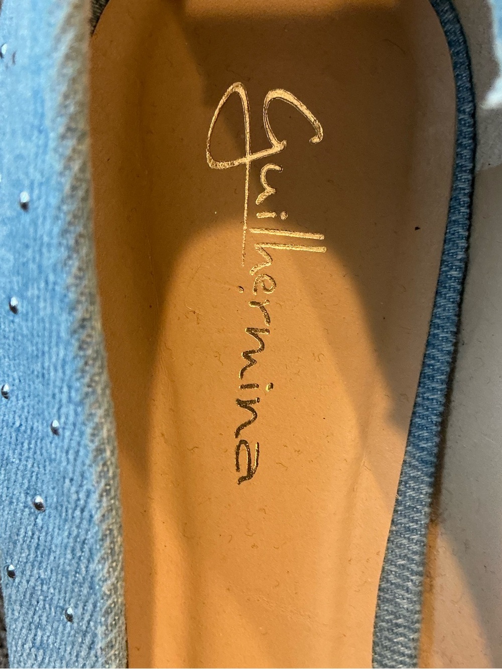 Anthropologie Guilhermina Light Blue Pointed-Toe Dotted Flats preppy classy 9M - Picture 2 of 3
